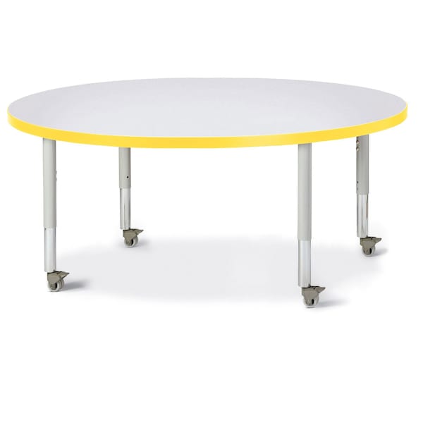 Berries Round Activity Table, 48 in. Diameter, Mobile, Freckled Gray/Yellow/Gray